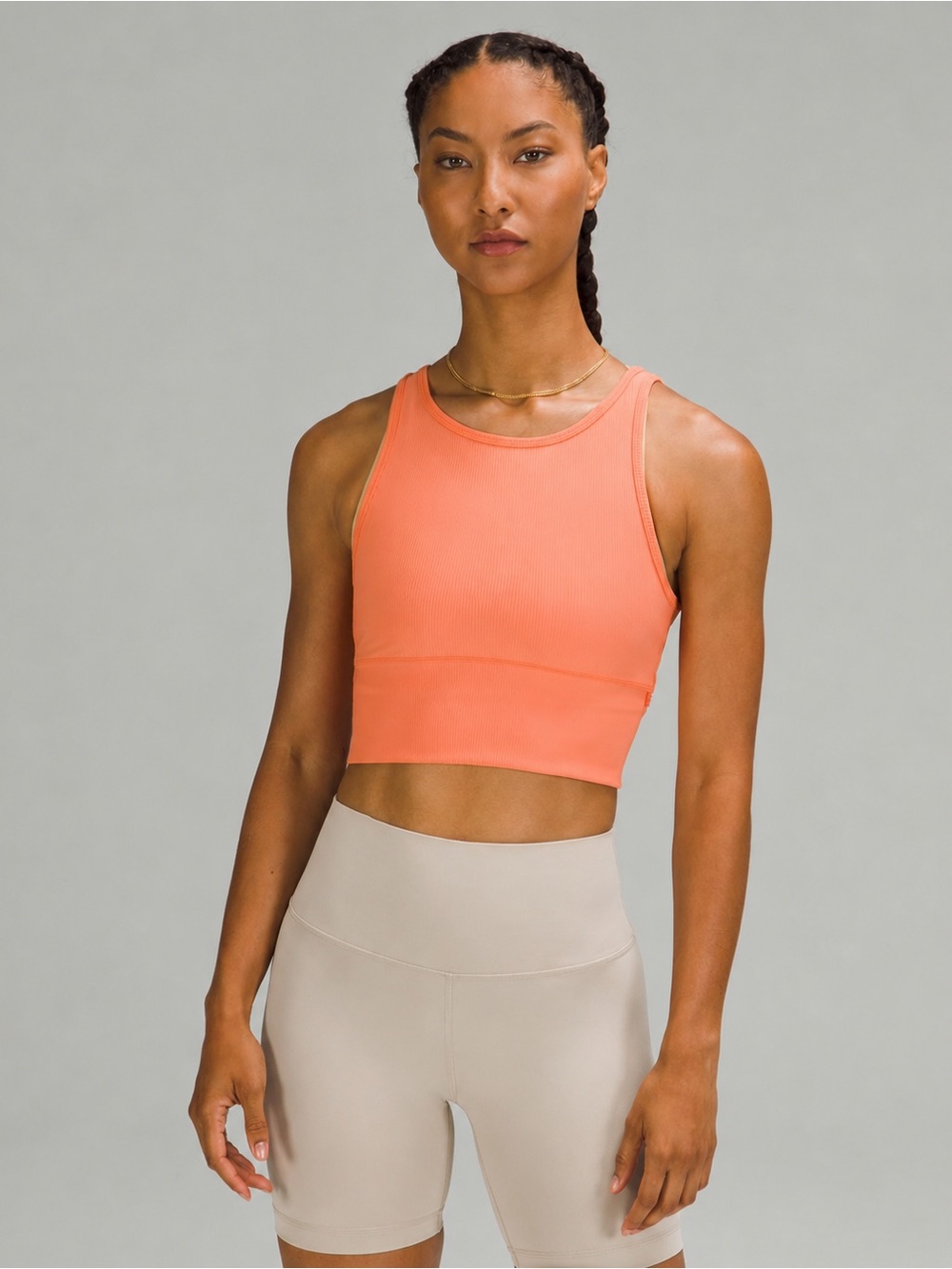 lululemon athletica Ribbed V-Neck Crop Tank - Coral Pink